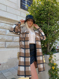 Giacca a quadri lunga Camel Nera