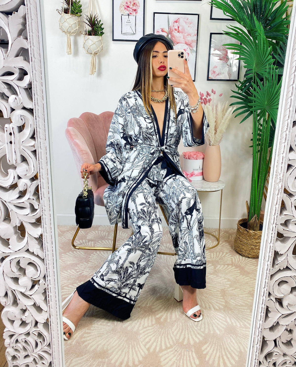 Set kimono e pantalone a zampa