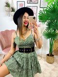 Abito verde con margherite