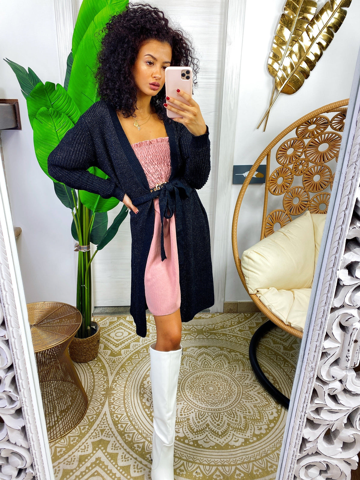 Cardigan in lurex nero