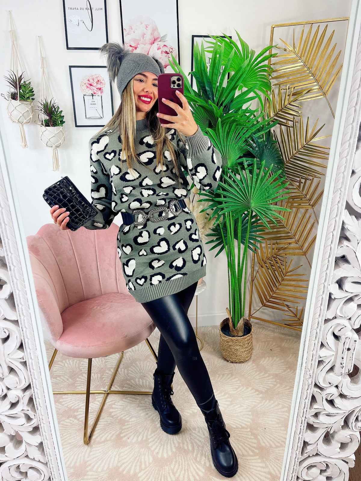 Maxi maglione morbidissimo con cuori Grigio