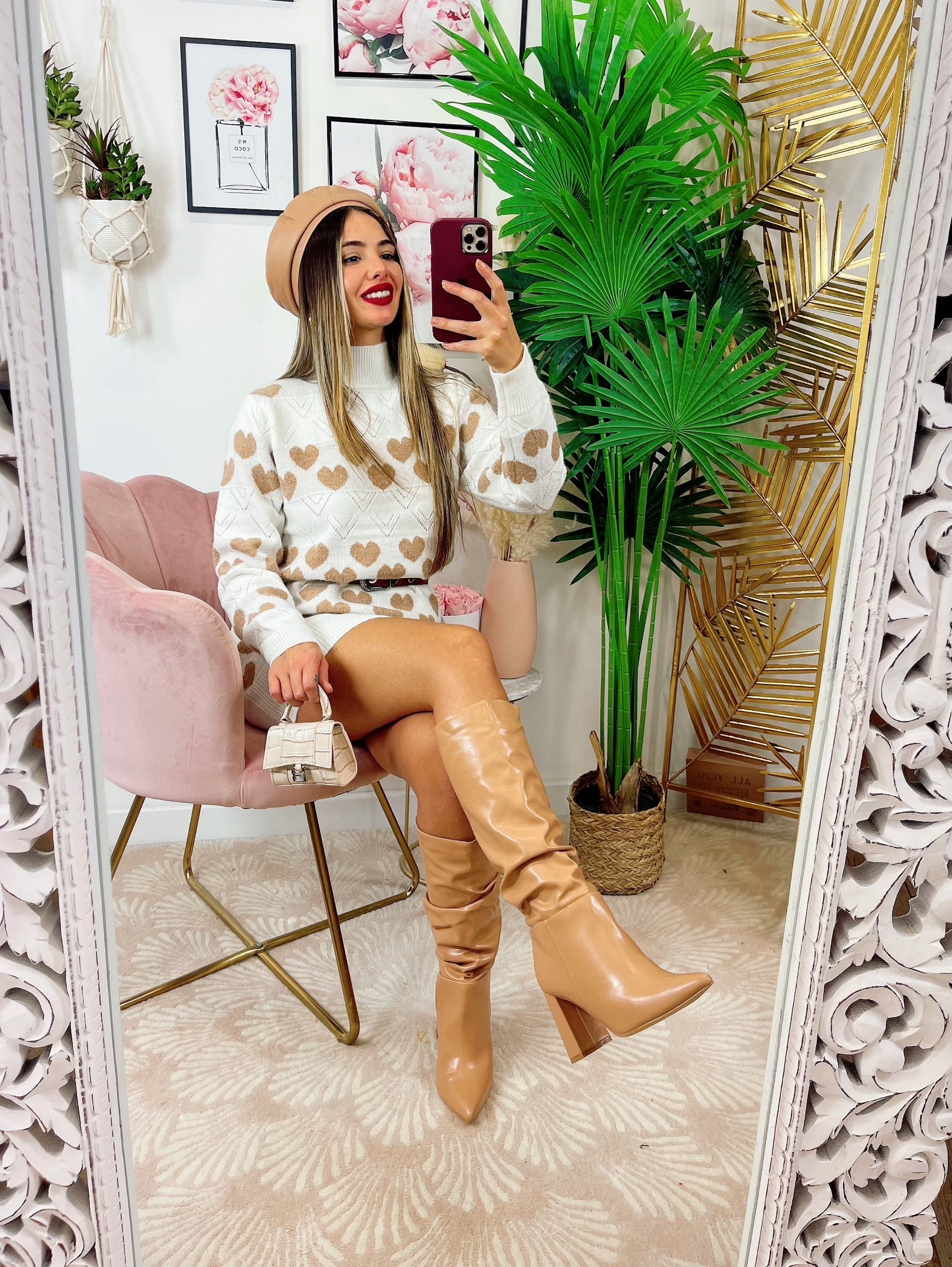 Maxi maglione Bianco a cuori