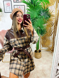Giacca a quadri double toni nude