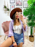 Kimono effetto bandana lilla