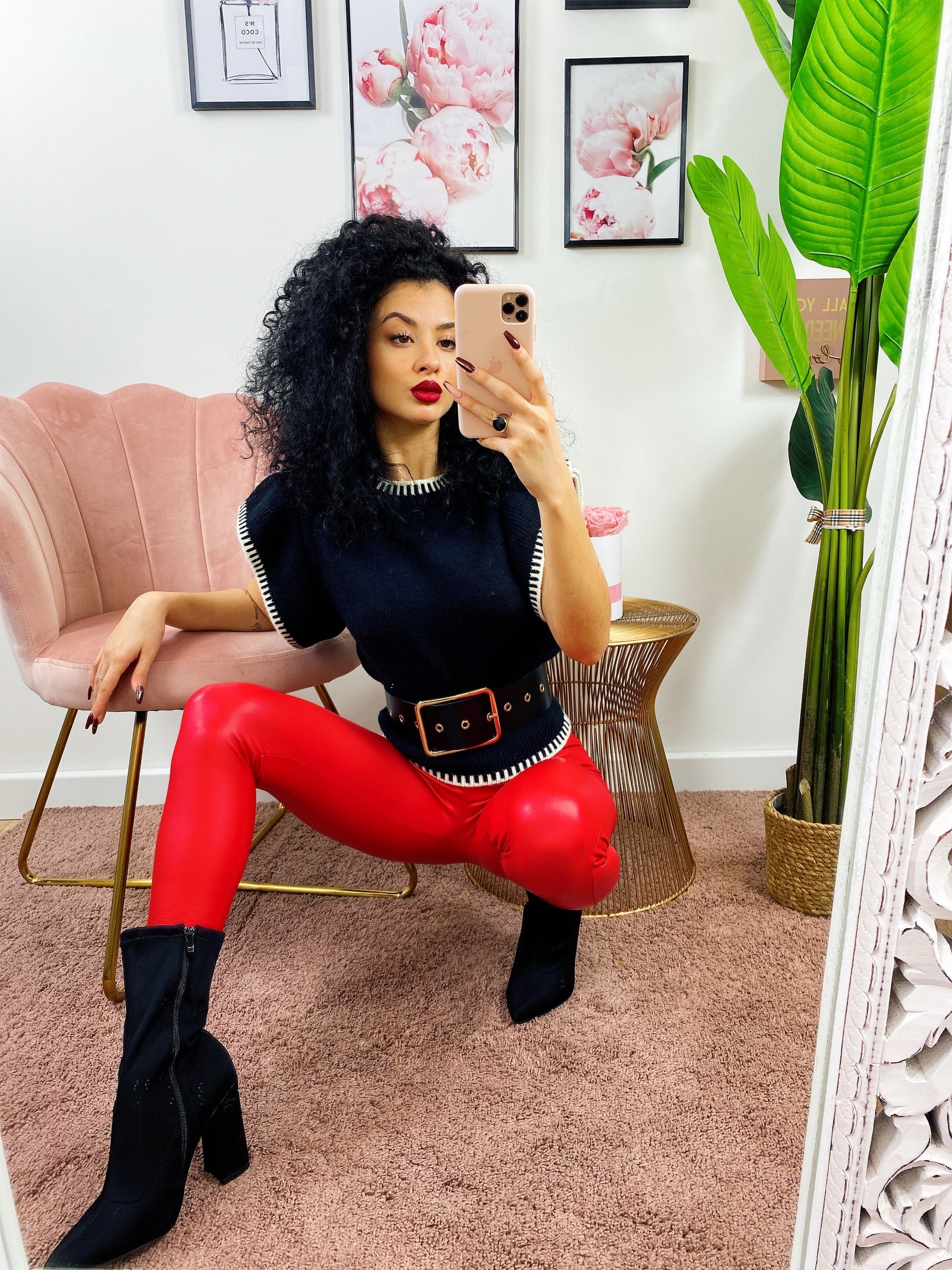 Leggins eco pelle Rosso