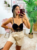 Body con trasparenze nude a fiori