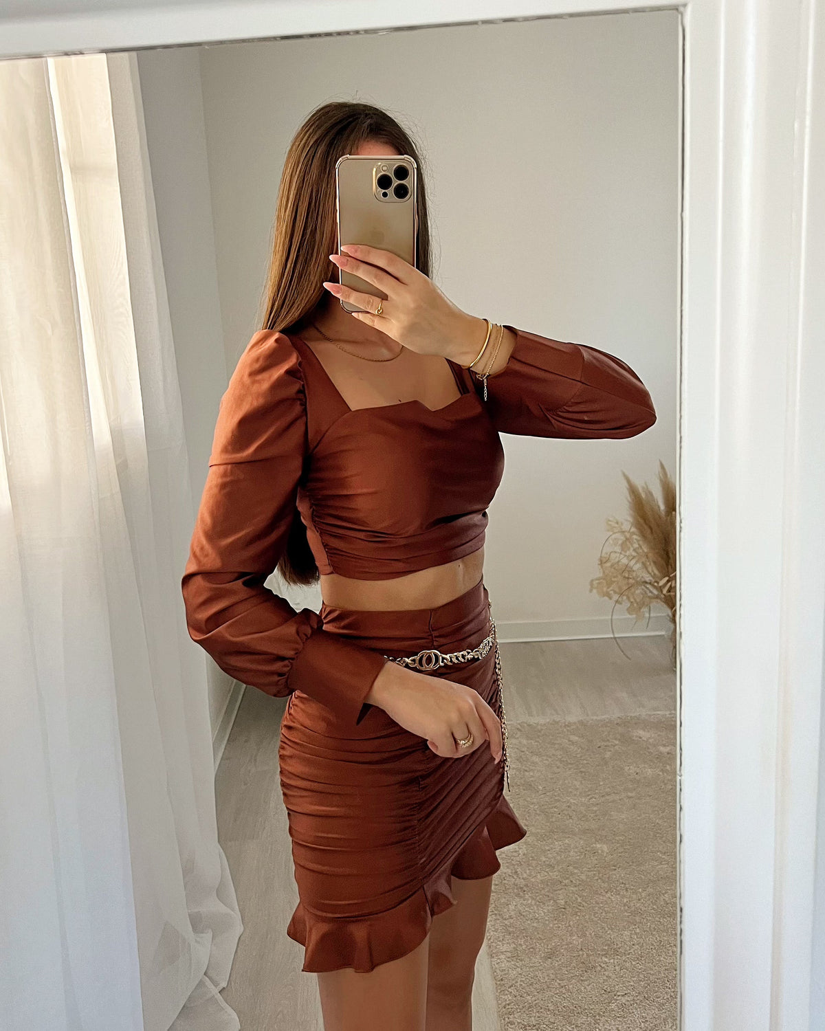 Completo top e gonna choco