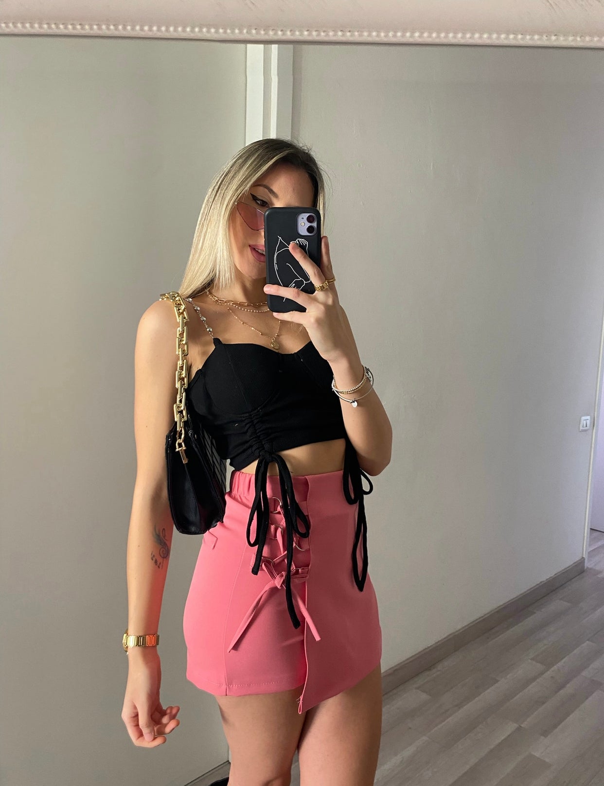 Gonna pantalone lace rosa