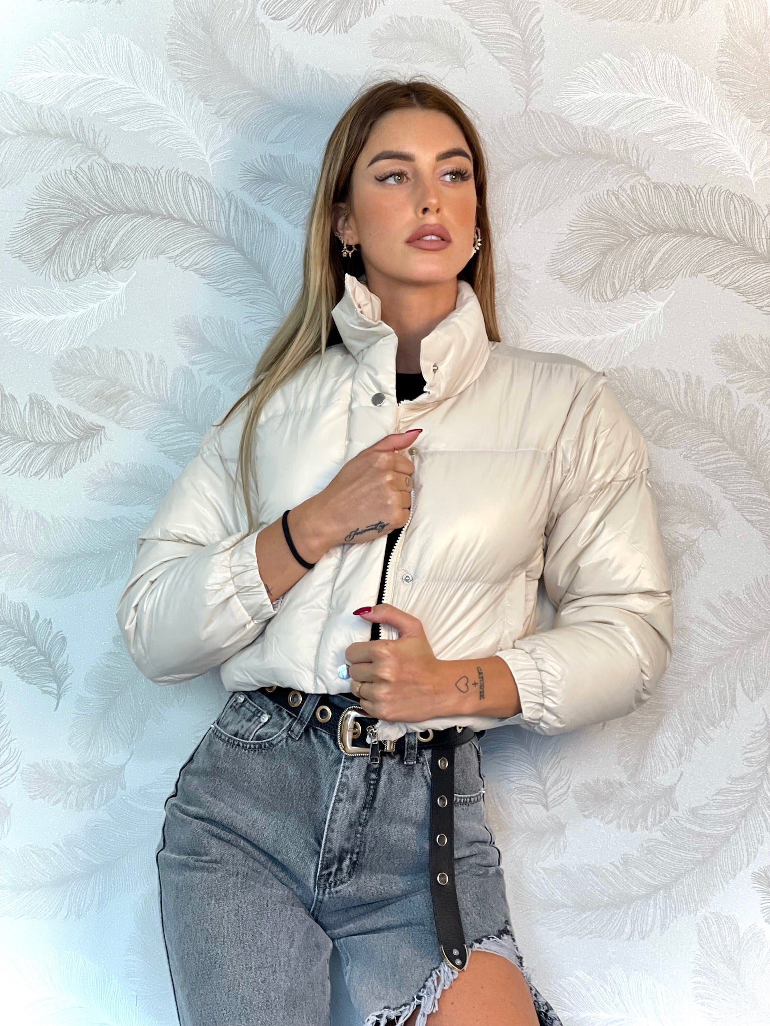 Piumino Crop beige