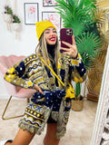 Cardigan con frange e cuori Giallo celeste