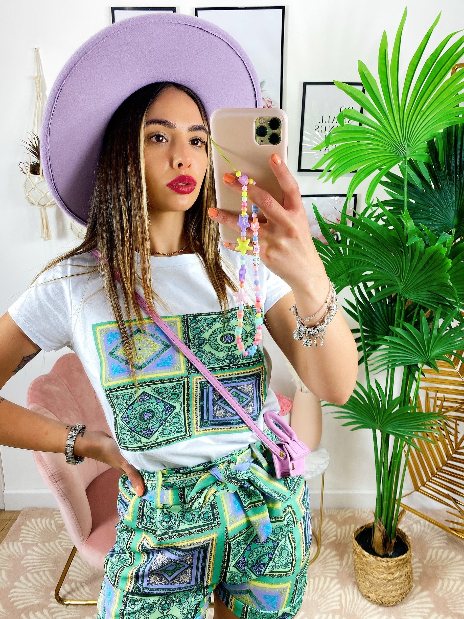 Completo etnico Short e t-shirt base Verde
