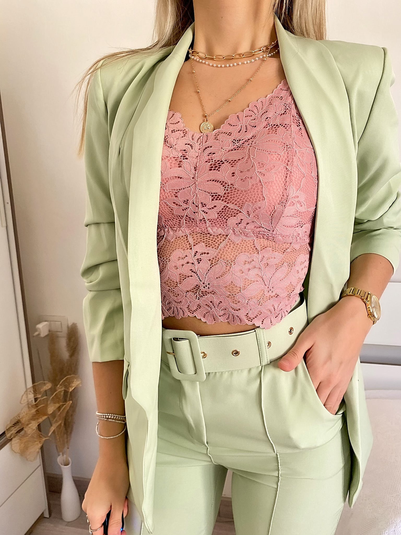 Completo giacca e pantalone menta