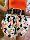 Short nero fiori arancio