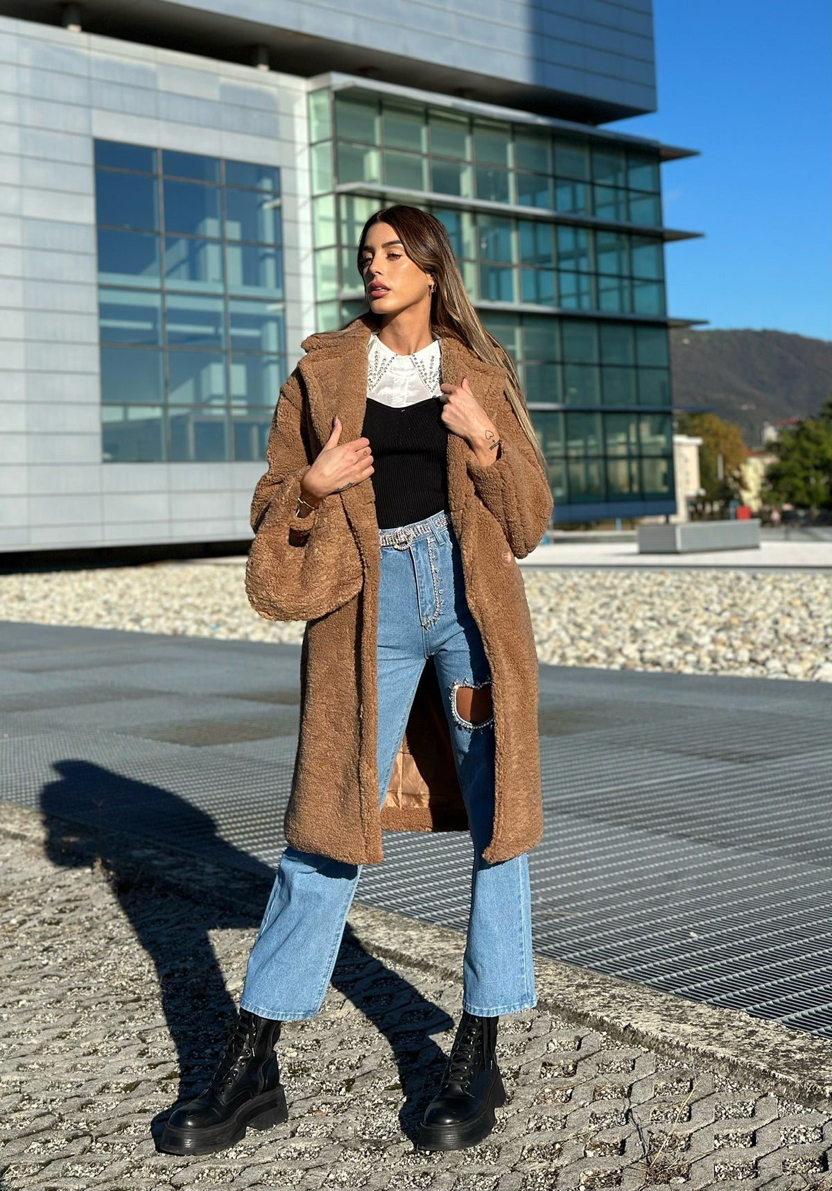 Cappotto Teddy Camel e pochette