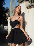 Abito nero con cuore e strass