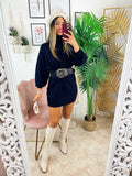 Maxi maglione top quality a trecce nero