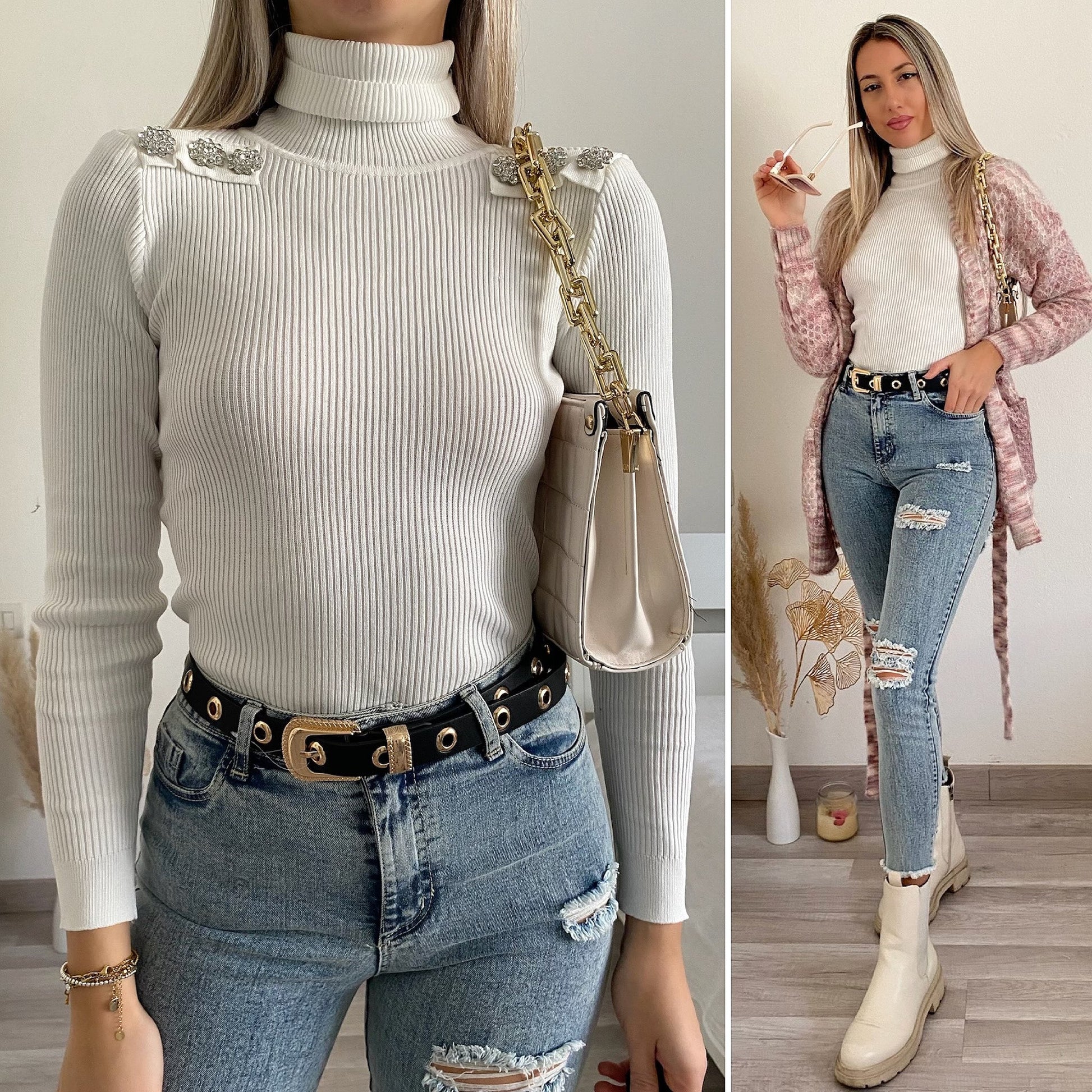 Maglioncino bianco con bottoni