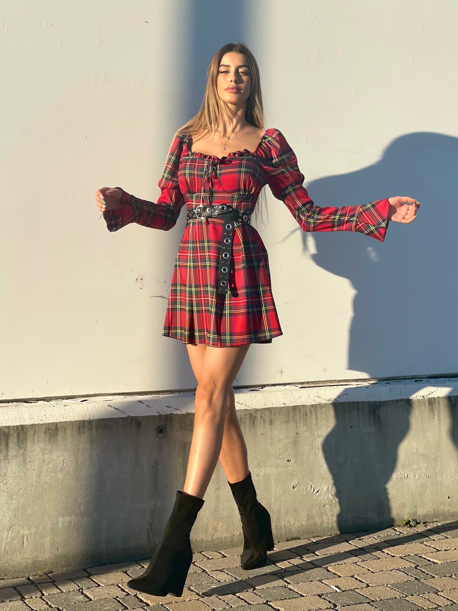 Abito scozzese base rosso