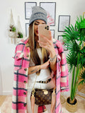 Giacca a quadri lunga Rosa