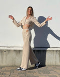 Completo top e pantalone beige