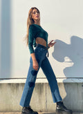 Jeans wide leg con cuori