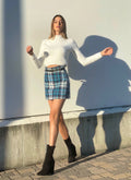 Gonna in tweed celeste