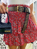 Gonna a balze a fiori rossa