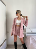 Completo giacca e gonna bottoni oro rosa