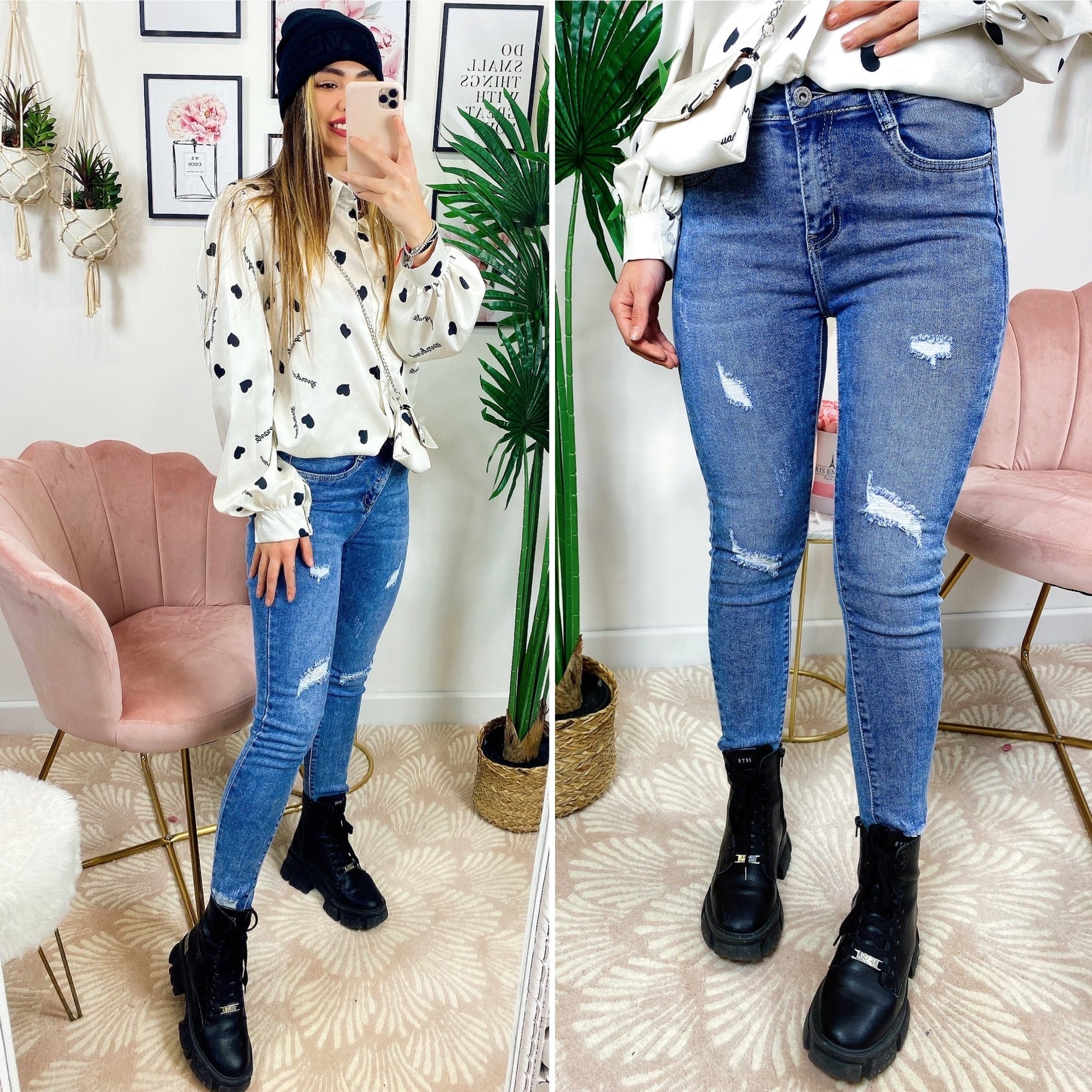 Jeans easy con strappi