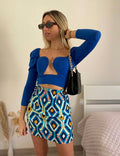 Gonna geometrica azzurra