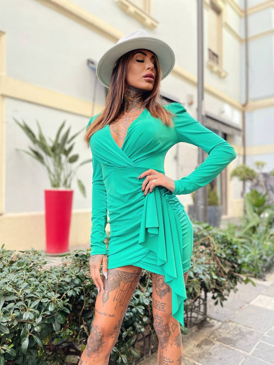 Abito con fusciacca verde