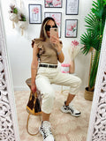 Jeans a vita alta Beige ballon