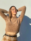 Maglioncino morbidissimo a collo alto camel