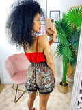 Short etnico dettaglio marrone