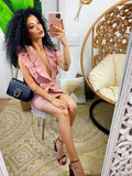 Abito in cotone rosa con scollo
