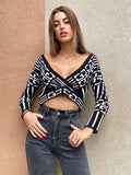 Maglione crop Bianco e nero