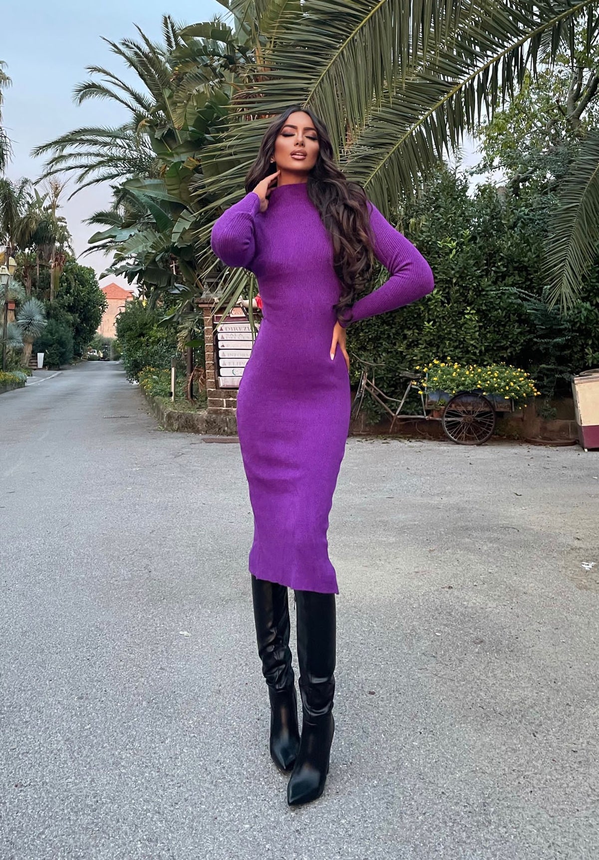 Abito midi purple