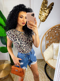 Maglia con spalline bombate a fantasia maculata