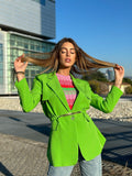 Blazer verde fluo con cintura