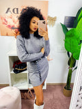 Abito in maglia con trecce e spalline Grigio