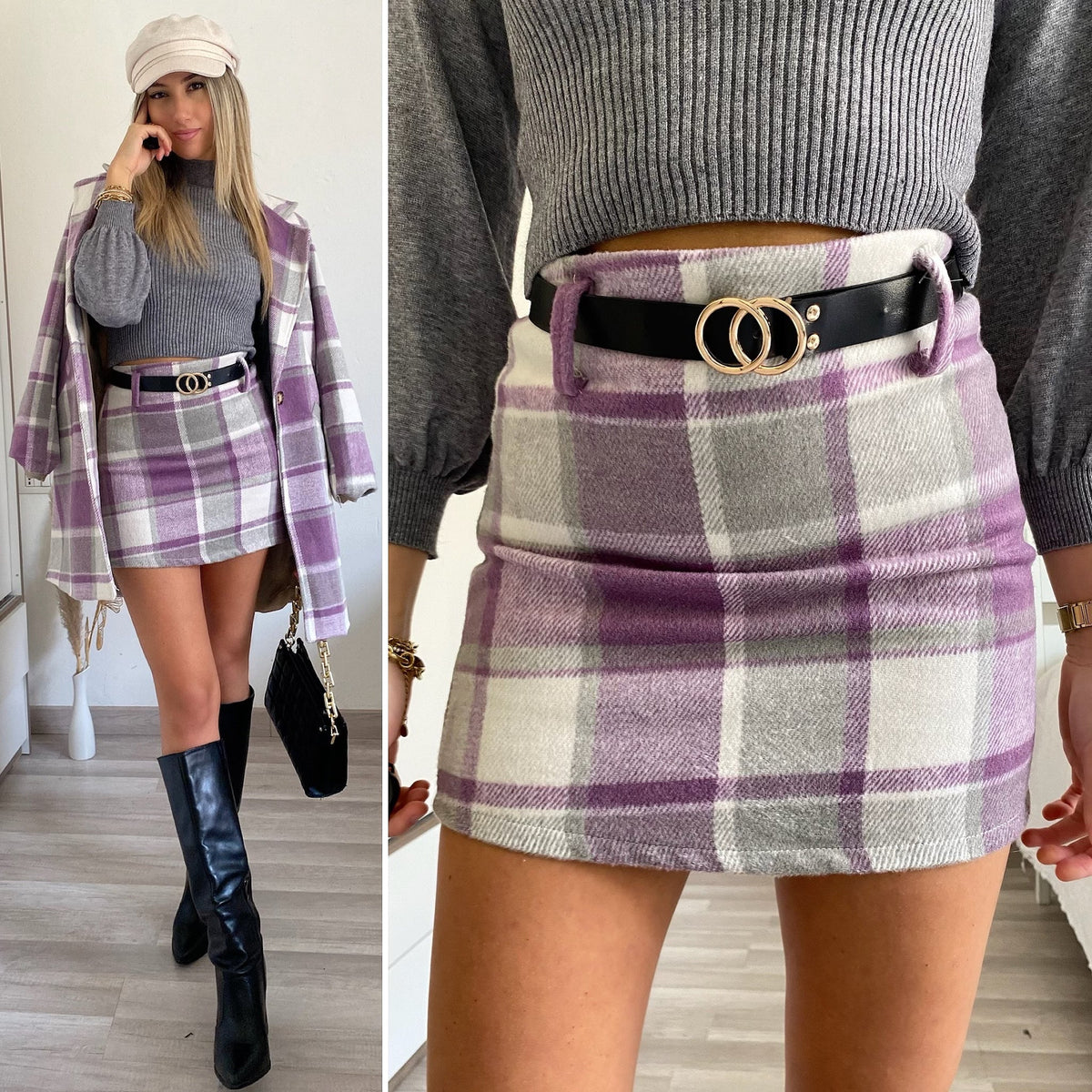 Gonna in tweed Lilla