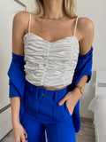Top in raso bianco arricciato