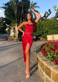 Abito midi Rosso scollo a V