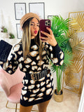 Maxi maglione morbidissimo con cuori Nero