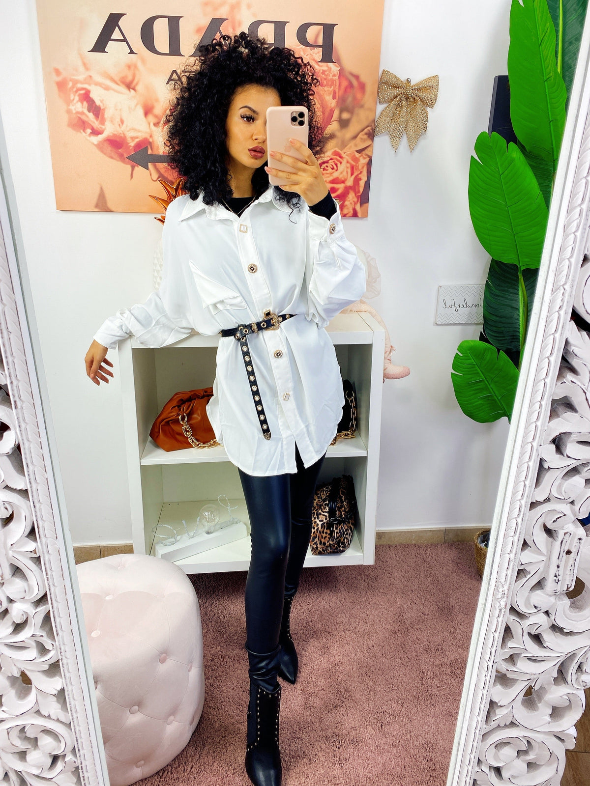 Camicione bianco con bottoni luxury