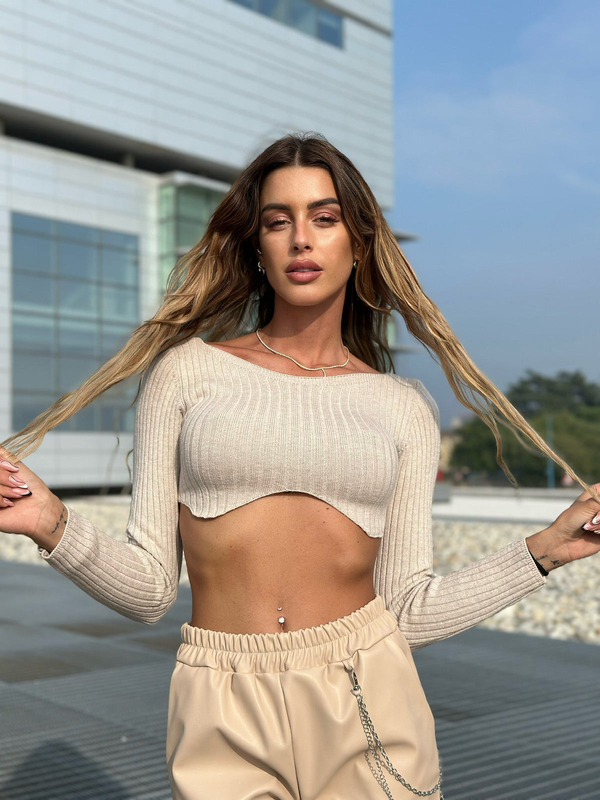 Top a onde beige