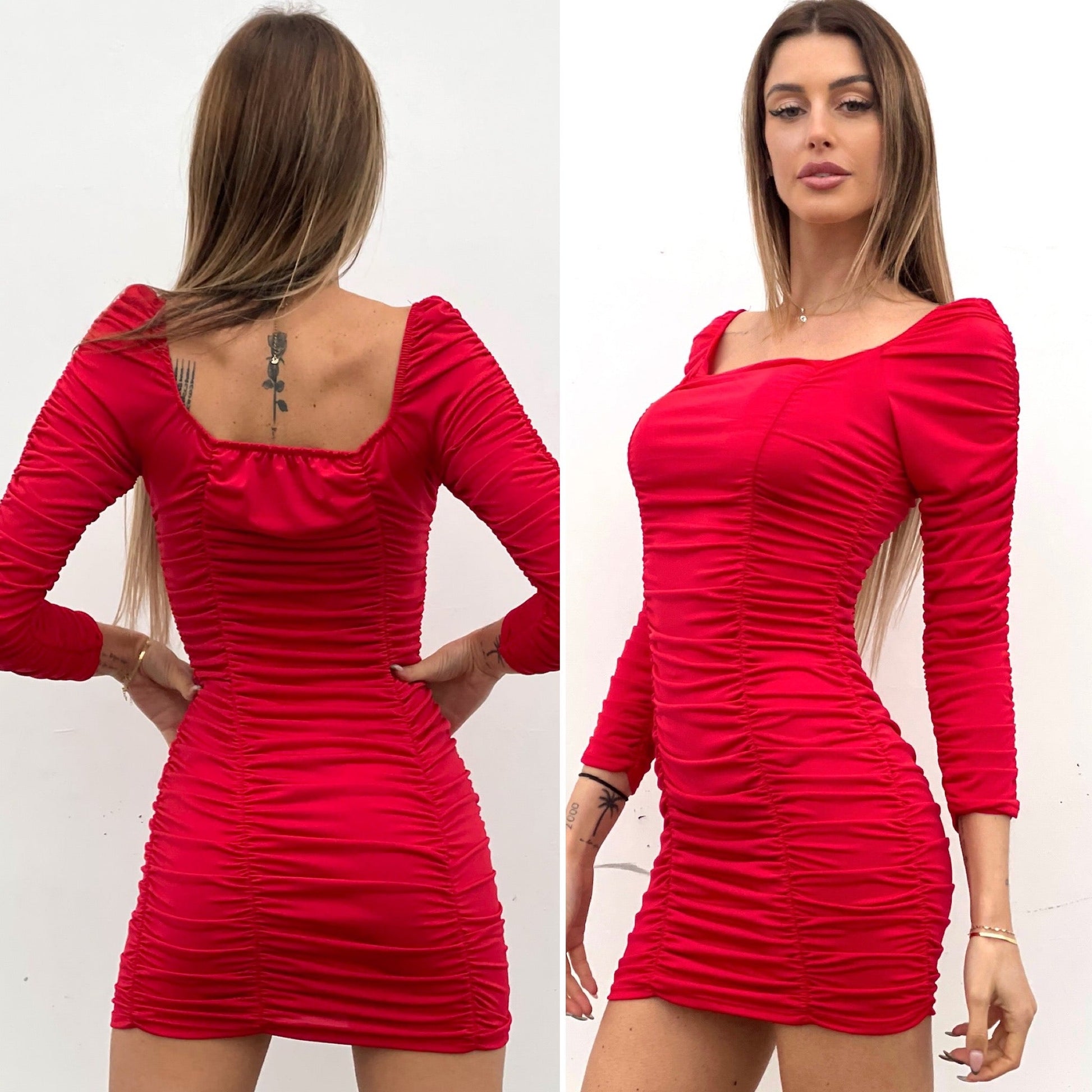 Abito rosso drappeggiato