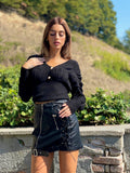 Maglione nero con lacci