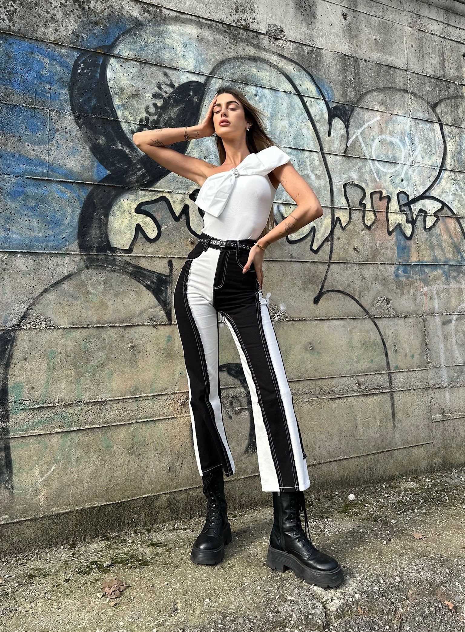 Jeans bianco nero