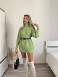 Maxi maglione top quality collo alto menta